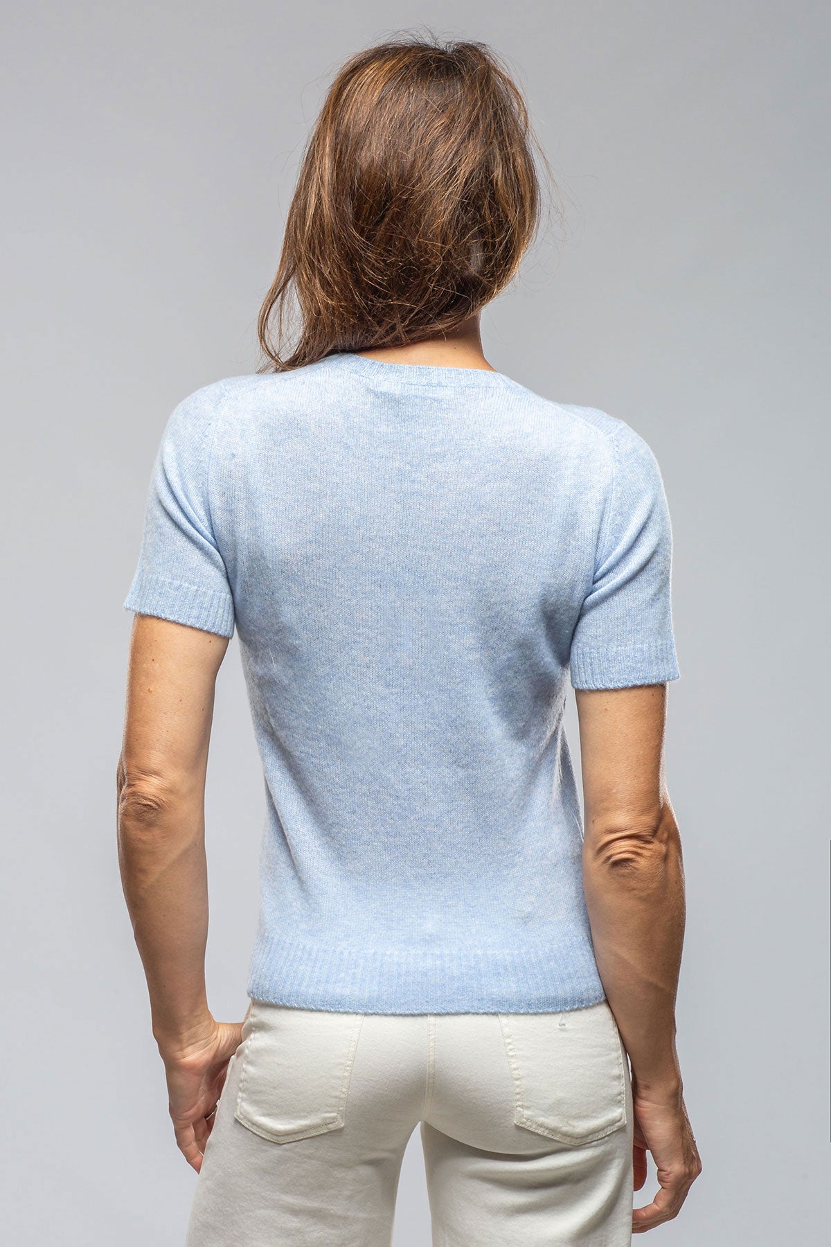 Maria S/S Cashmere Top In Periwinkle - AXEL'S