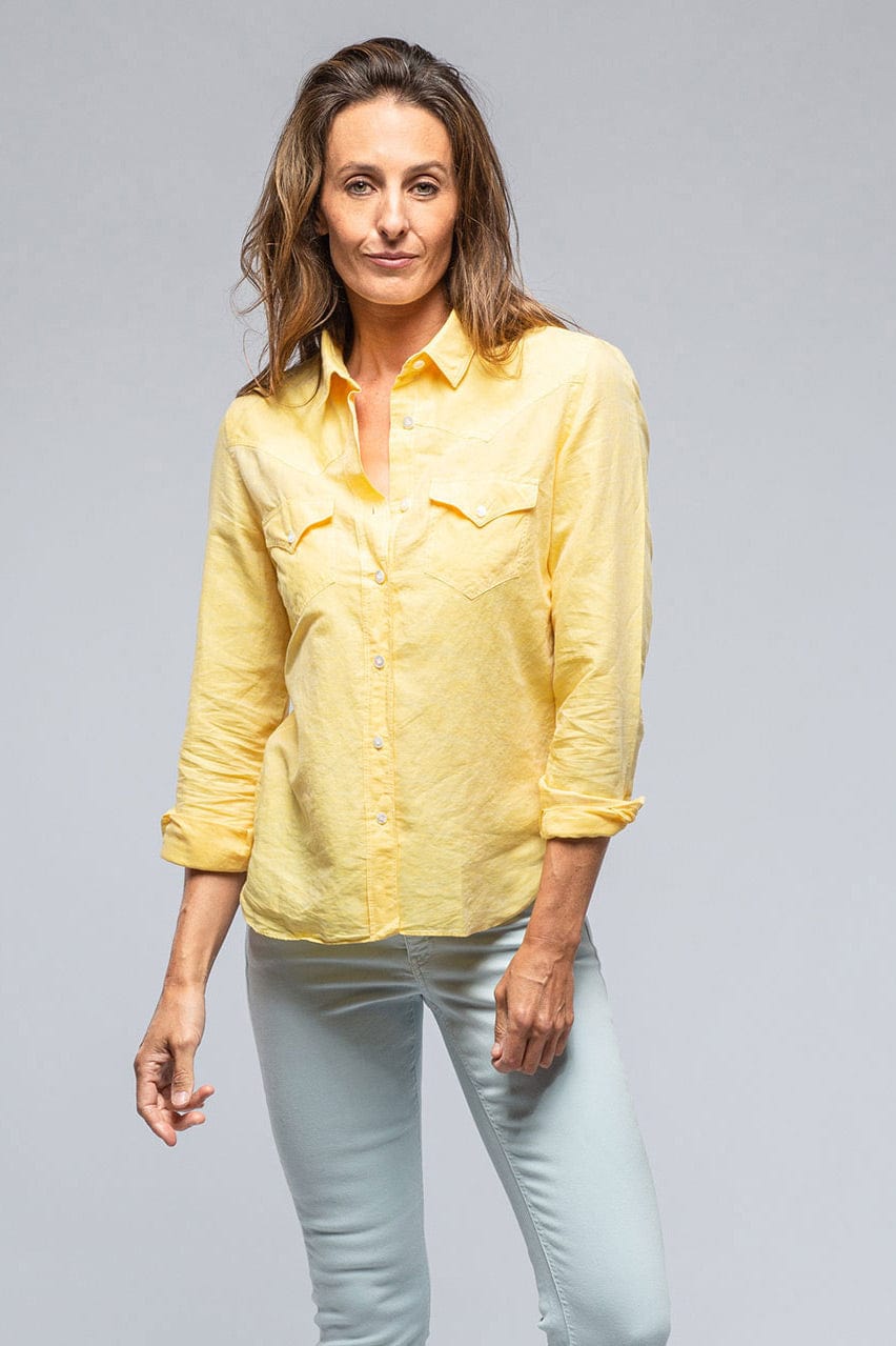 Finamore Napoli Marcella Linen Shirt in Sunflower | Axel's of Vail