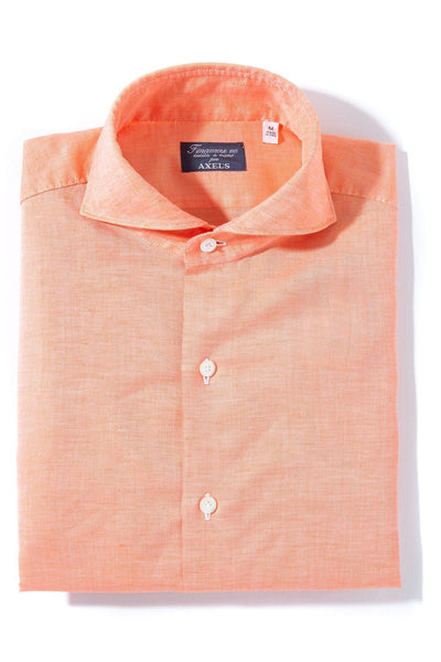 Andorra Carlo Riva Cotton Linen Shirt In Tangerine - AXEL'S