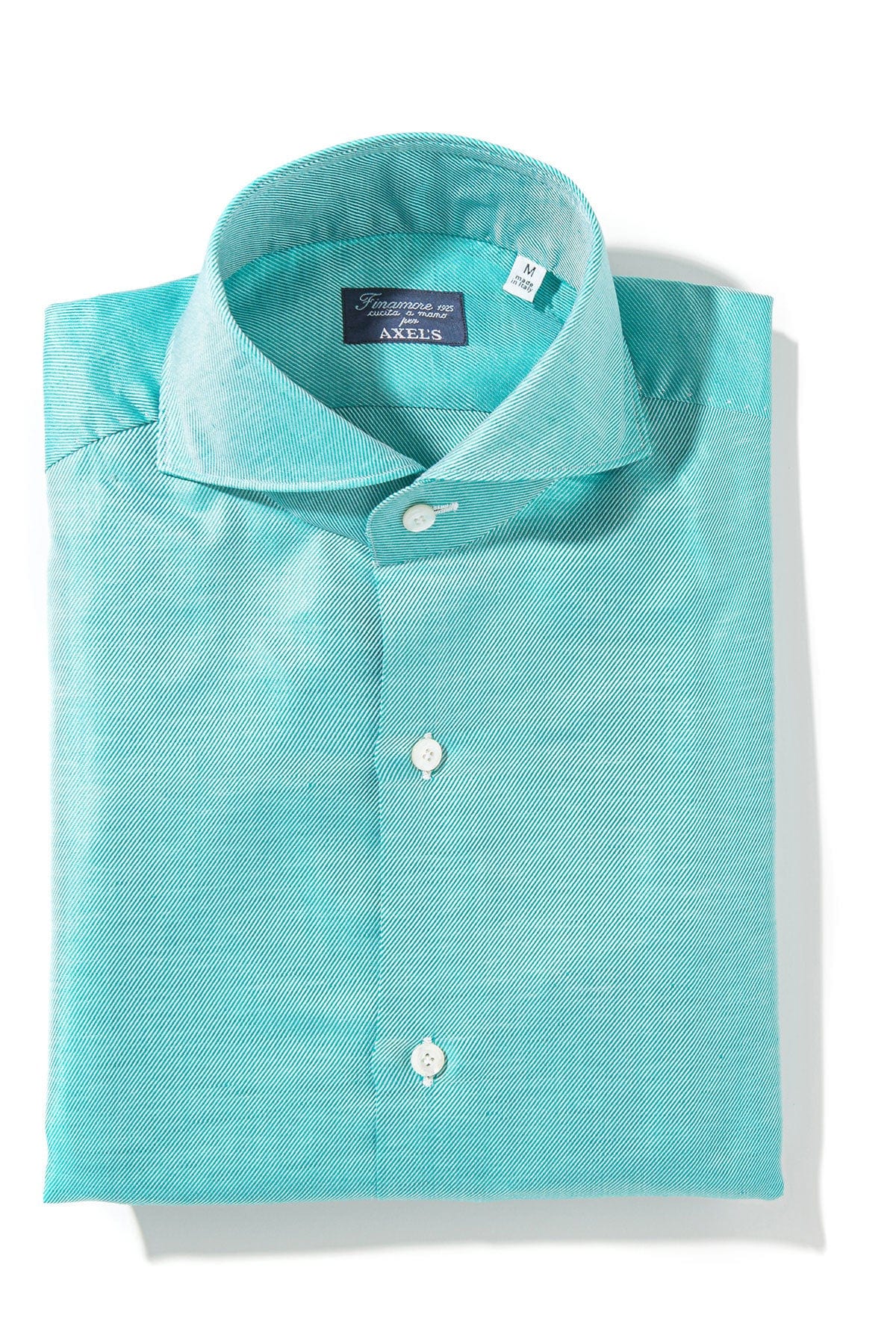 Finamore Napoli Astral Cotton Twill Shirt In Green Mens - Shirts - Dress