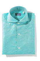 Finamore Napoli Astral Cotton Twill Shirt In Green Mens - Shirts - Dress