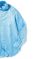 Finamore Napoli Astral Cotton Twill Shirt In Turquoise Mens - Shirts - Dress