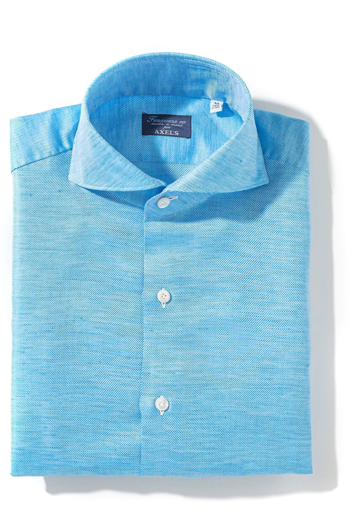 Finamore Napoli Astral Cotton Twill Shirt In Turquoise Mens - Shirts - Dress