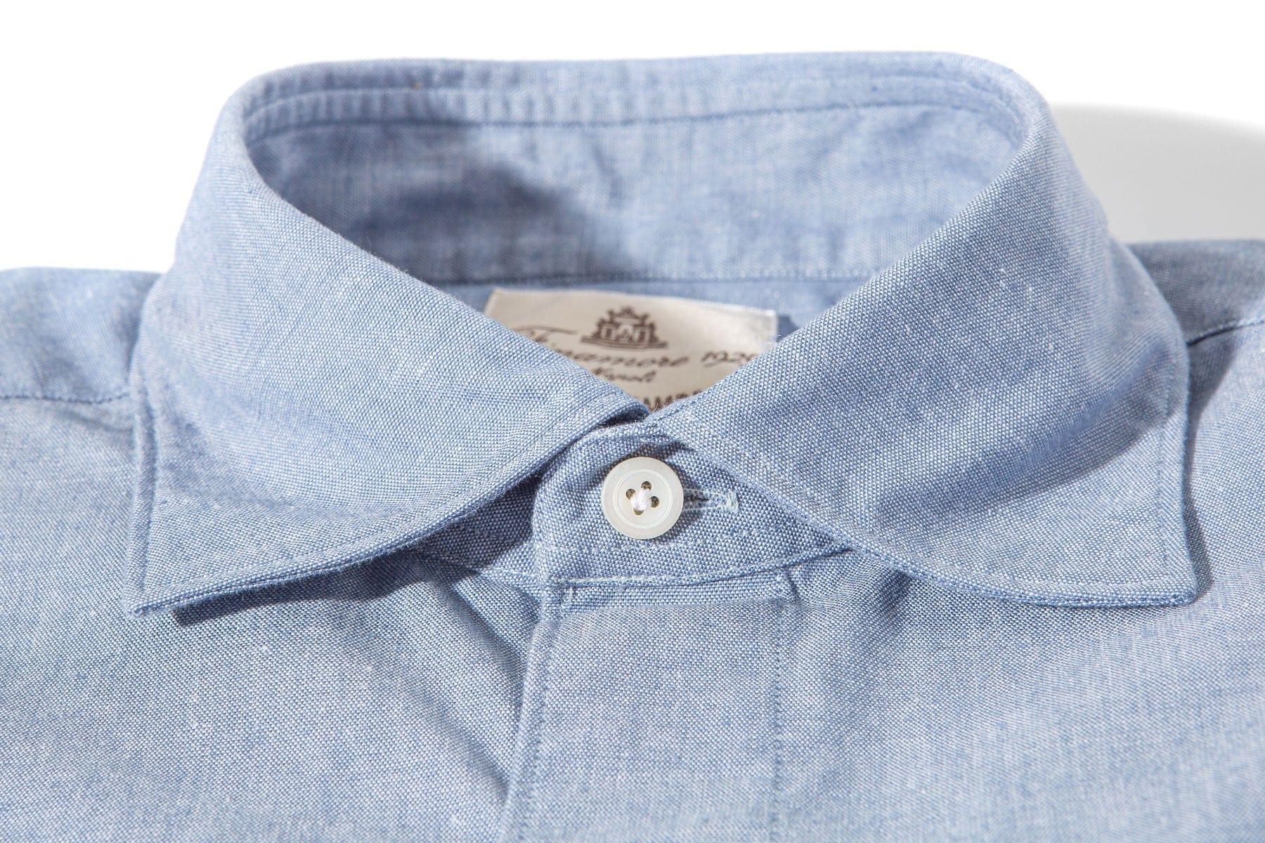 Finamore Napoli Dragones Chambray Shirt In Navy Mens - Shirts - Dress