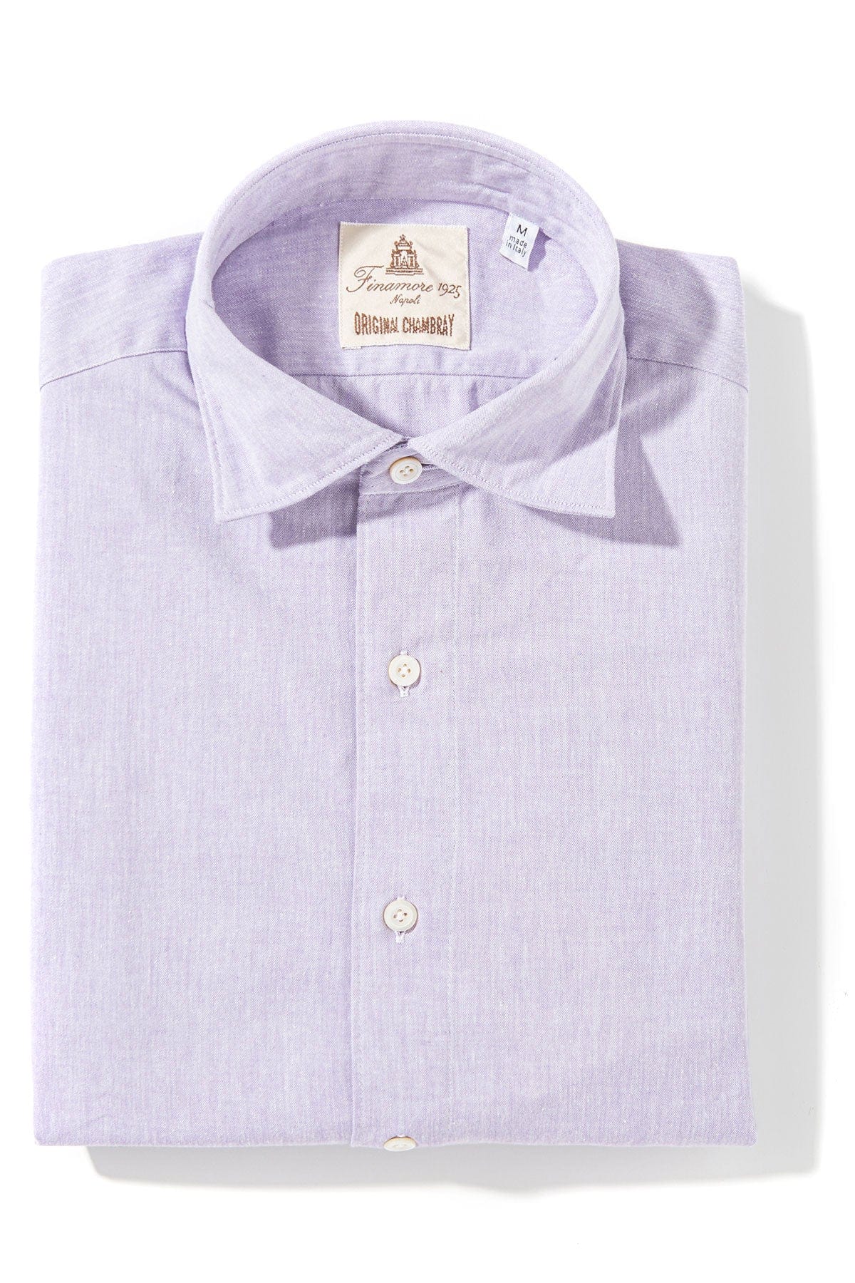 Finamore Napoli Dragones Chambray Shirt In Purple Mens - Shirts - Dress