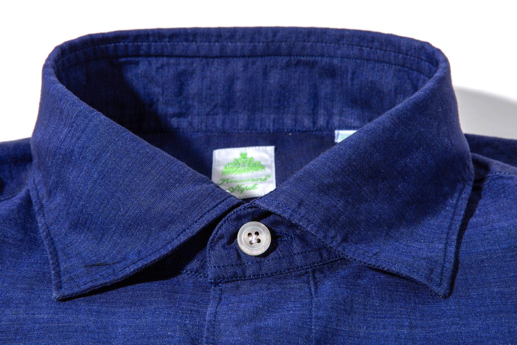 Finamore Napoli_男性 長袖シャツ　サイズ38 Finamore Napoli Gibbon Cotton Linen Shirt in Navy | Axel's