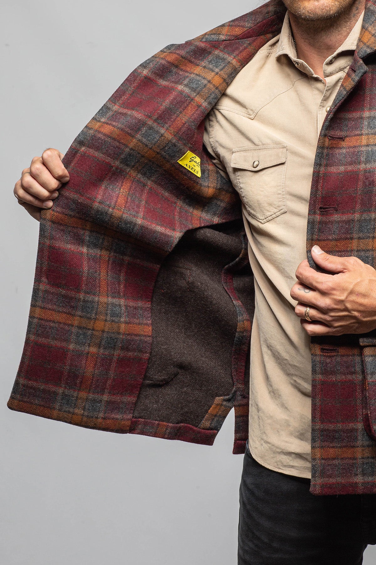 G.ABO Devito Plaid Jacket in Burgundy Mens - Outerwear - Cloth