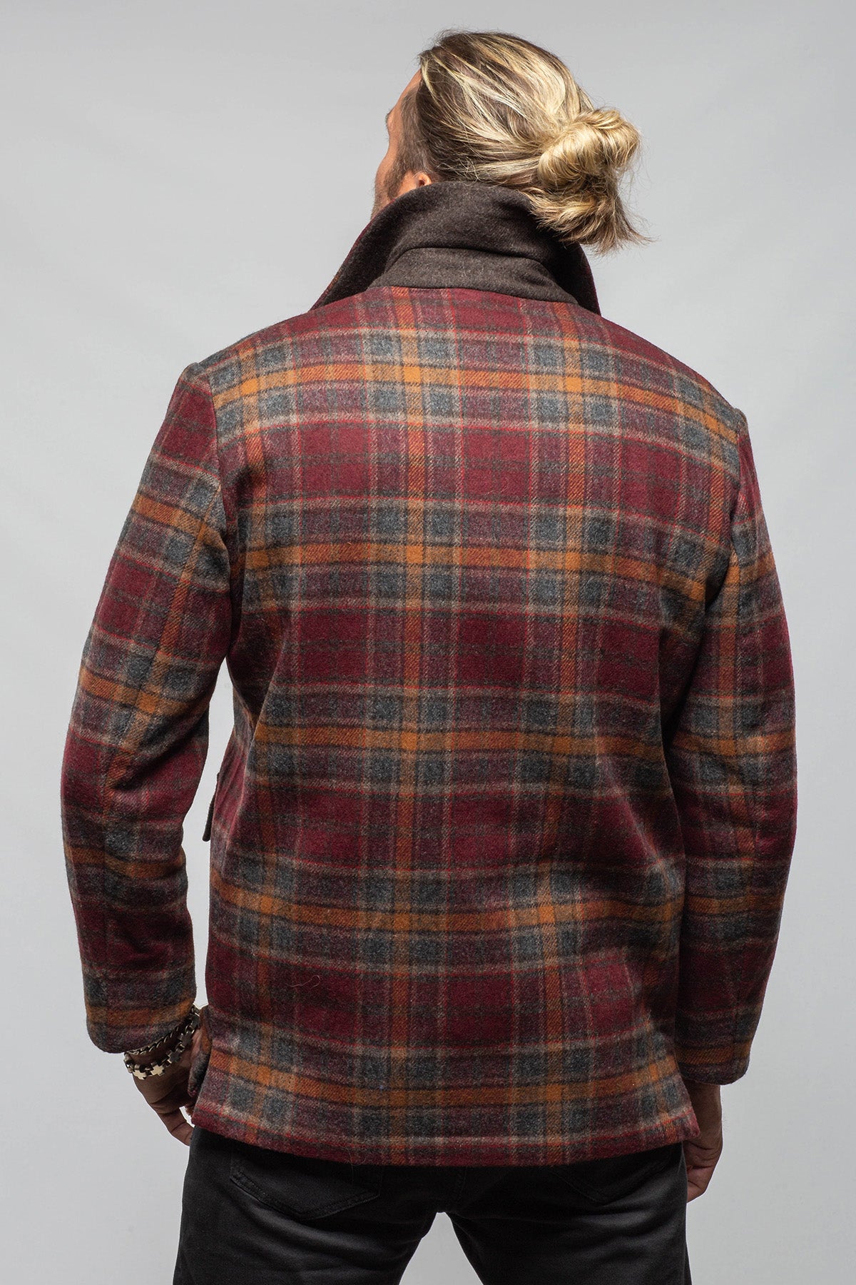 G.ABO Devito Plaid Jacket in Burgundy Mens - Outerwear - Cloth