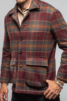 G.ABO Devito Plaid Jacket in Burgundy Mens - Outerwear - Cloth