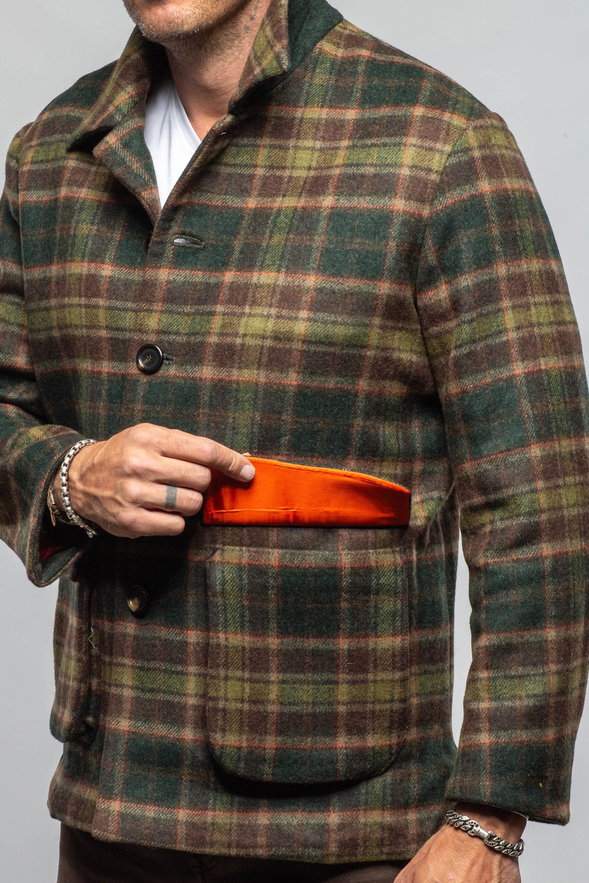 G.ABO Devito Plaid Jacket in Green Mens - Outerwear - Cloth