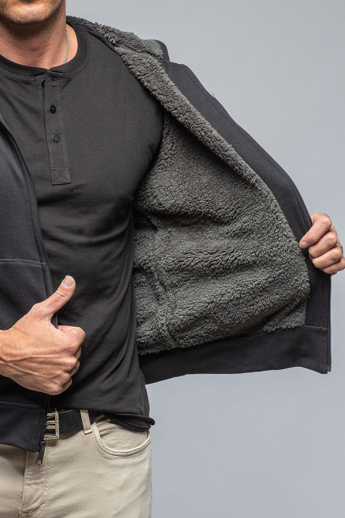 Bodie Sherpa Hoodie in Black - AXEL'S