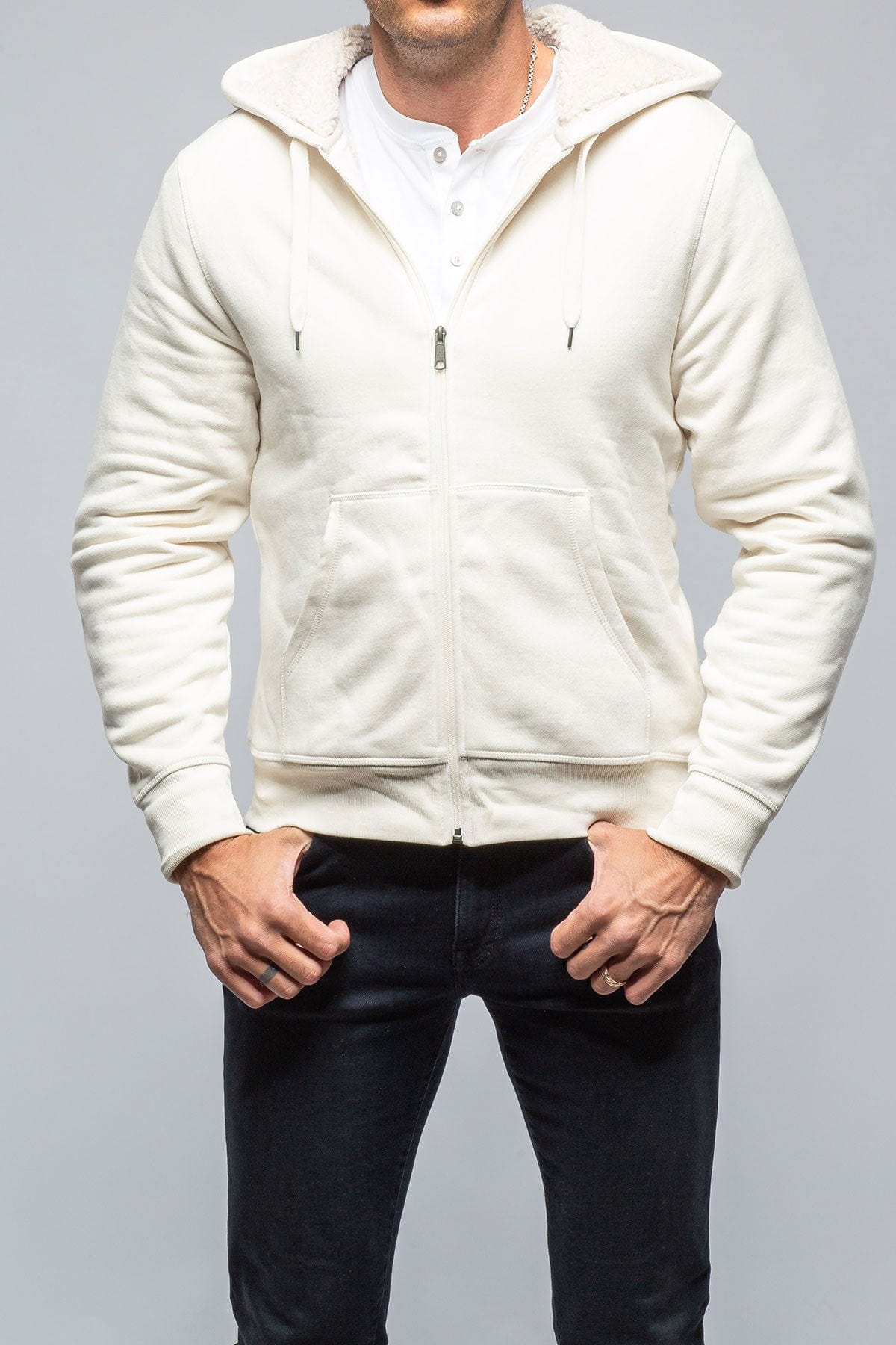 Bodie Sherpa Hoodie in Eggshell