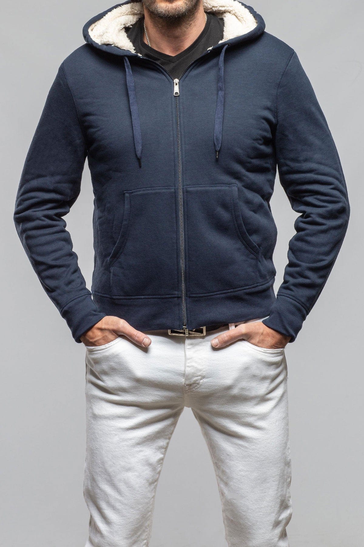 Bodie Sherpa Hoodie In Navy - AXEL'S