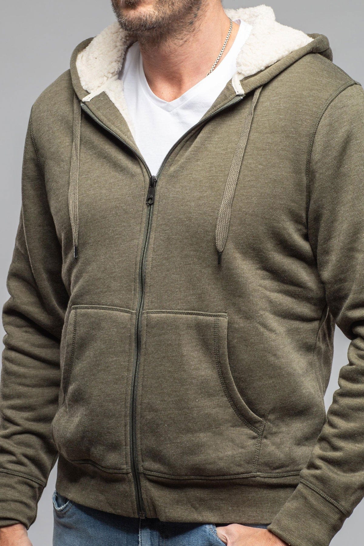 Georg Roth Bodie Sherpa Hoodie In Olive Mens - Outerwear - Overshirts