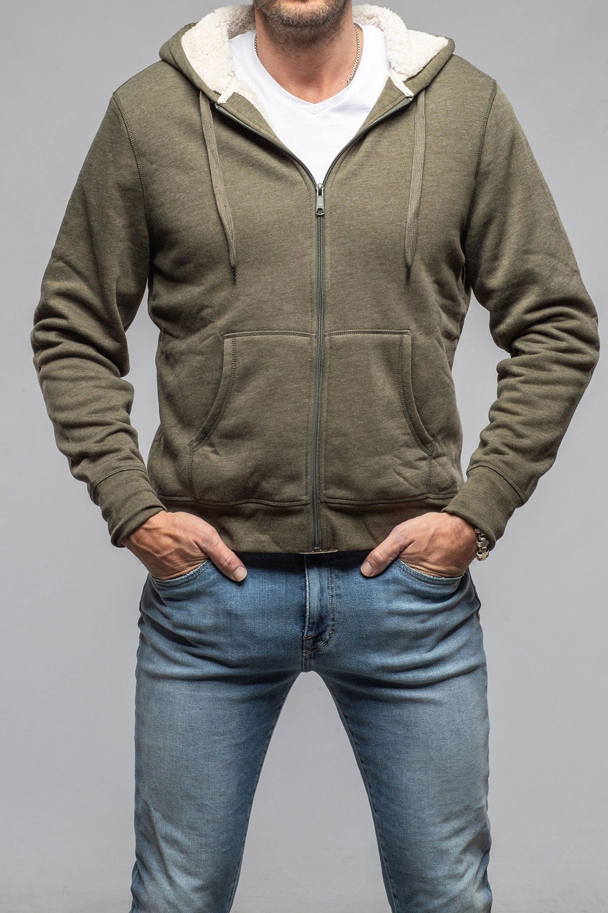 Georg Roth Bodie Sherpa Hoodie In Olive Mens - Outerwear - Overshirts