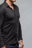 Cambria Button Up Polo in Black - AXEL'S