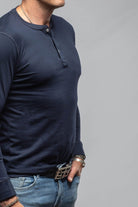 Coronado Cotton LS Henley In True Navy - AXEL'S