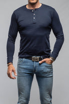 Coronado Cotton LS Henley In True Navy - AXEL'S