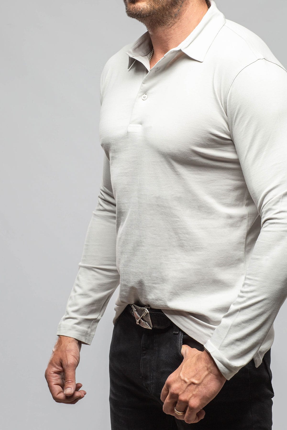 Newport Cotton Polo In Cement - AXEL'S