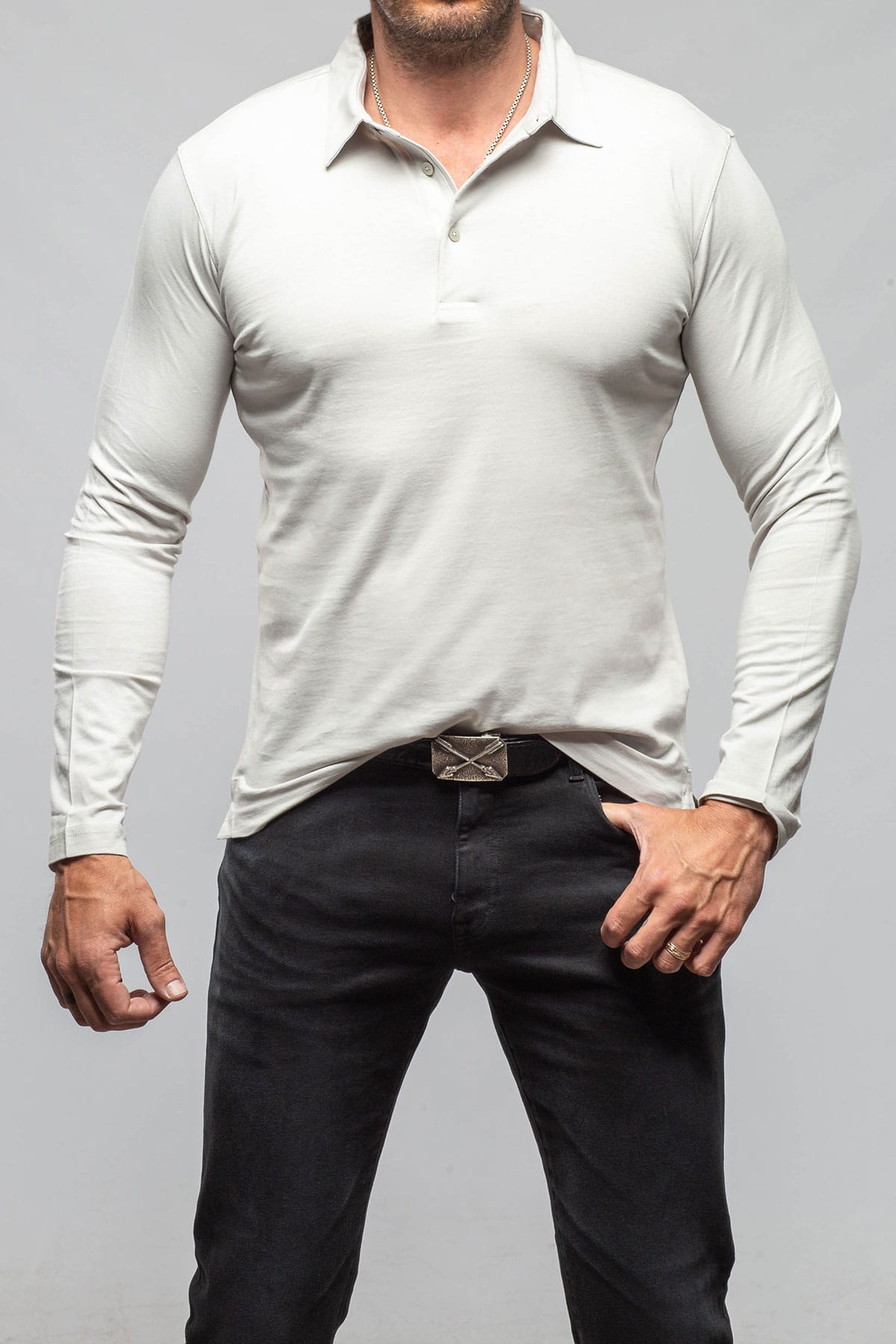 Newport Cotton Polo In Cement - AXEL'S