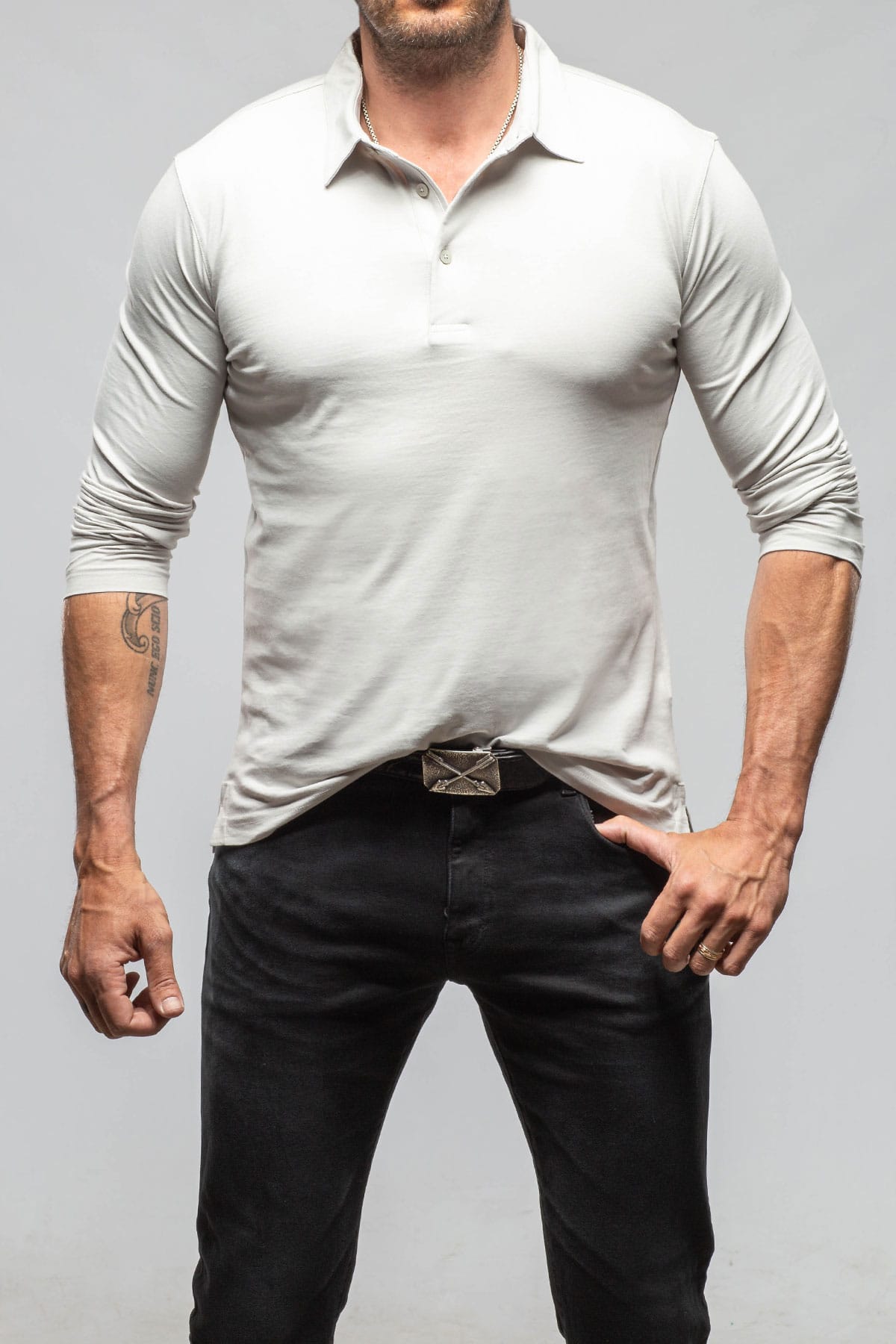 Newport Cotton Polo In Cement - AXEL'S