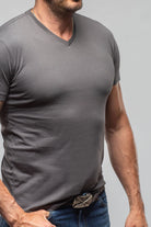 Siena Cotton V Neck In Grey - AXEL'S