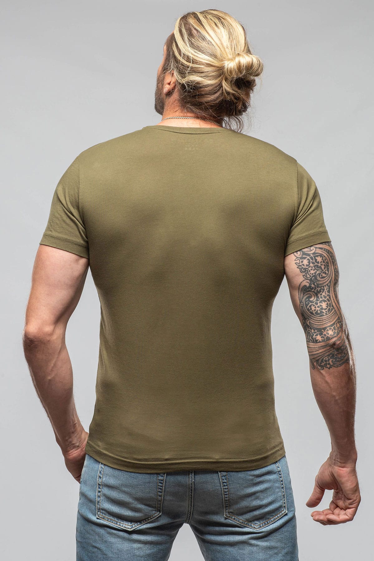 Siena Cotton V Neck In Olive - AXEL'S