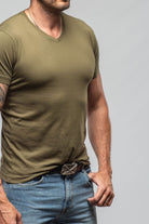 Siena Cotton V Neck In Olive - AXEL'S