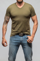 Siena Cotton V Neck In Olive - AXEL'S