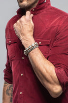 Giannetto Portofino Azure Corduroy Washed Snap In Burgundy Mens - Shirts - Dress