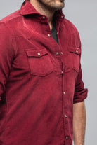 Giannetto Portofino Azure Corduroy Washed Snap In Burgundy Mens - Shirts - Dress