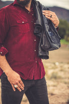 Giannetto Portofino Azure Corduroy Washed Snap In Burgundy Mens - Shirts - Dress