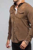 Giannetto Portofino Azure Corduroy Washed Snap In Cocolate | Mens - Shirts - Dress
