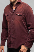 Giannetto Portofino Azure Corduroy Washed Snap In Eggplant Mens - Shirts - Dress