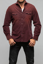 Giannetto Portofino Azure Corduroy Washed Snap In Eggplant Mens - Shirts - Dress