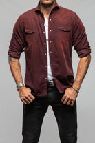 Giannetto Portofino Azure Corduroy Washed Snap In Eggplant Mens - Shirts - Dress