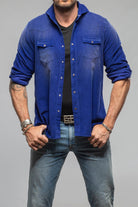 Azure Corduroy Washed Snap In Electric Blue - AXEL'S