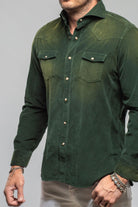 Giannetto Portofino Azure Corduroy Washed Snap In Emerald Mens - Shirts - Dress