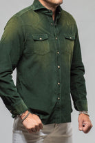 Giannetto Portofino Azure Corduroy Washed Snap In Emerald Mens - Shirts - Dress