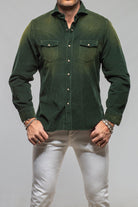 Giannetto Portofino Azure Corduroy Washed Snap In Emerald Mens - Shirts - Dress