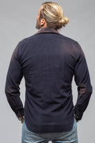 Giannetto Portofino Azure Corduroy Washed Snap In Navy | Mens - Shirts - Dress