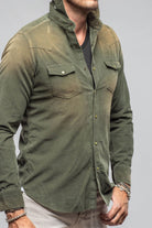 Giannetto Portofino Azure Corduroy Washed Snap In Olive | Mens - Shirts - Dress