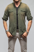 Giannetto Portofino Azure Corduroy Washed Snap In Olive | Mens - Shirts - Dress