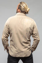 Giannetto Portofino Azure Corduroy Washed Snap In Tortora Mens - Shirts - Dress