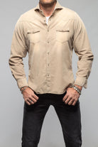 Giannetto Portofino Azure Corduroy Washed Snap In Tortora Mens - Shirts - Dress