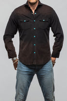 Giannetto Portofino Azure Corduroy Washed Snap Shirt In Black Mens - Shirts - Dress