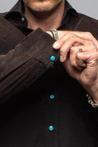 Giannetto Portofino Azure Corduroy Washed Snap Shirt In Black Mens - Shirts - Dress