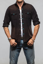 Giannetto Portofino Azure Corduroy Washed Snap Shirt In Black Mens - Shirts - Dress
