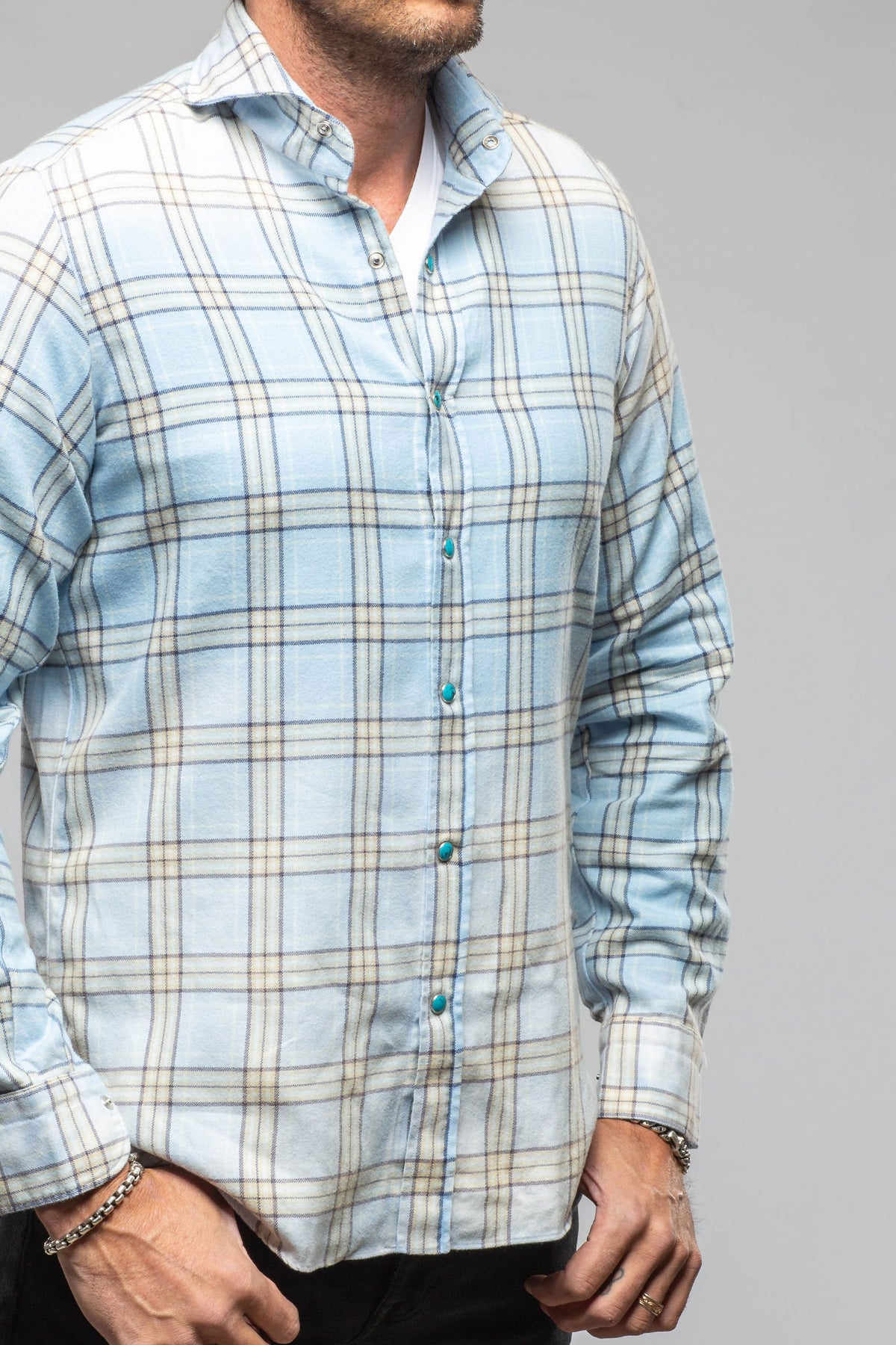 Giannetto Portofino Bamberg Snap Shirt In Blue Mens - Shirts - Dress
