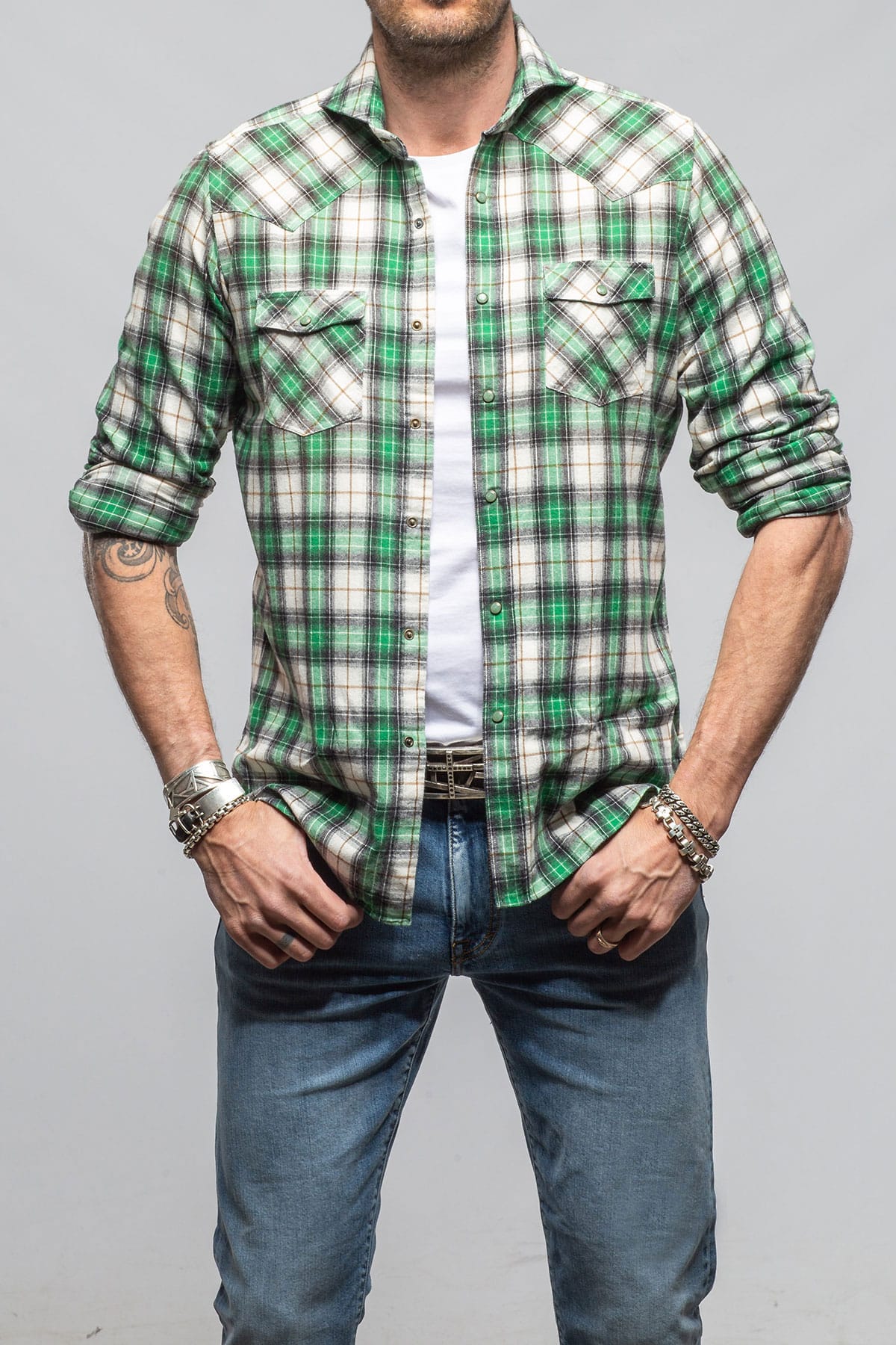 Giannetto Portofino Belfort Brushed Cotton Snap Shirt Mens - Shirts - Dress